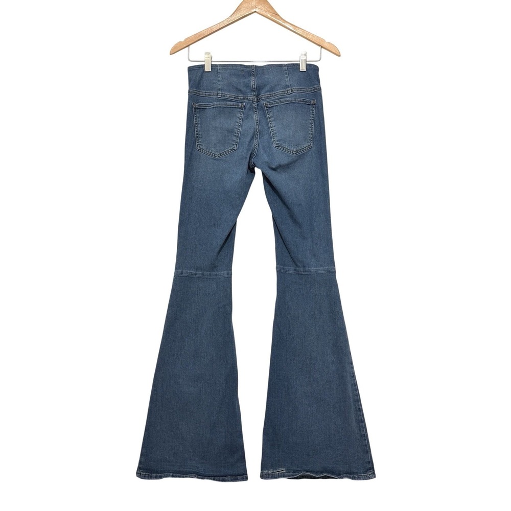 Free People Flare Jeans Womens Size 26 Pull On Stretch Bell Bottom Low Rise - Picture 2 of 10